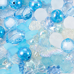 DIYビーズジュエリー作りの発見キット  アクリルビーズとプラスチックビーズを含む  ハート＆バタフライ＆クマ＆フラワー＆スター  ディープスカイブルー&nbsp;DIY-BT0001-52