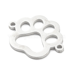 変色しない304ステンレススチール中空コネクタチャーム  足跡リンク  ステンレス鋼色  15x19x1mm  穴：1.4mm&nbsp;STAS-P332-02P