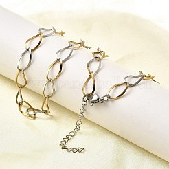 304ステンレススチール製ティアドロップリンクチェーンネックレス（女性・男性用）  ゴールデン·ステンレス鋼色  17.44インチ（44.3cm）&nbsp;NJEW-A058-02GP