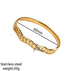 女性用304ステンレススチールヒンジ付きバングル  葉  18KGP本金メッキ  内径：2.36インチ（6cm）&nbsp;WGD676C-01