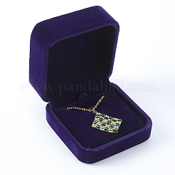 ペンダント用スクエアベルベットジュエリーボックス  ミッドナイトブルー  7x7x4cm&nbsp;CON-WH20013-03B