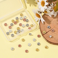 40Pcs 4 Colors Brass with Crystal Rhinestone Spacer Beads&nbsp;KK-YW0001-39