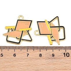 合金エナメルチャーム  折りたたみ椅子のチャーム  ゴールドカラー  砂茶色  25x24.5x1mm  穴：2mm&nbsp;AL-CBA6AEB-03G-02