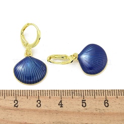 女性用真鍮エナメルフレンチフックピアス  シェル形状  18KGP本金メッキ  ミックスカラー  30mm&nbsp;EJEW-U032-01G