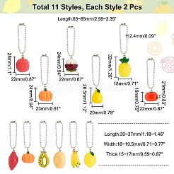 2 Sets Resin Keychain with Bead Ball Chain&nbsp;KEYC-GA0001-33