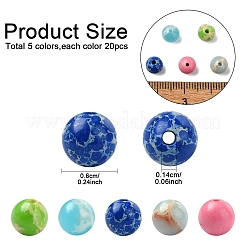100Pcs 5 Colors Synthetic Imperial Jasper Dyed Beads Strands&nbsp;G-YW0001-96
