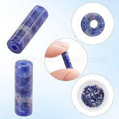 1連売り天然ソーダライトビーズ連売り  コラム  13~14x4mm  穴：1mm  約30個/連  15.9インチ（40.5cm）&nbsp;G-PA0002-21