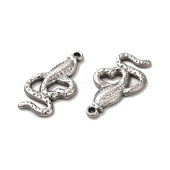 変色しない304ステンレススチールペンダント  スネークチャーム  ステンレス鋼色  26x14.5x2.5mm  穴：2mm&nbsp;STAS-Q001-26P