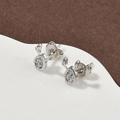 Deer Brass Micro Pave Clear Cubic Zirconia Stud Earrings&nbsp;EJEW-F383-08P