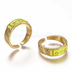 Brass Enamel Cuff Rings&nbsp;RJEW-C100-30G-E