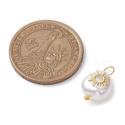3個3スタイルのプラスチック模造真珠ペンダント  304ステンレススチールループ付き  ナゲット  ゴールドカラー  17.5x10.5x7.5mm  穴：3.3mm&nbsp;PALLOY-JF02721