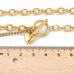 304 Stainless Steel Toggle Heart Y Necklaces for Women&nbsp;NJEW-M101-04G
