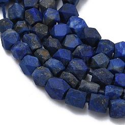 天然アフガニスタン産ラピスラズリビーズ連売り  多面カット  キューブ  3.5~6.5x4.5~6.5x4~6mm  穴：1~1.2mm  約75個/連  14.29''~14.37''（36.3~36.5センチメートル）&nbsp;G-K365-H01-01
