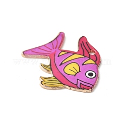 合金エナメルチャーム  魚のチャーム  ライトゴールド  蘭  23x25x1.5mm  穴：1.8mm&nbsp;FIND-H047-02KCG-01