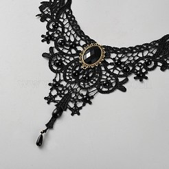 Flower Lace Choker Necklaces&nbsp;NJEW-WH0020-54E