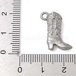 304ステンレスペンダント  カウボーイブーツチャーム  ステンレス鋼色  19x16x6mm  穴：2mm&nbsp;STAS-L277-05E-P