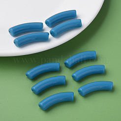 不透明なアクリルビーズ  カーブチューブ  スチールブルー  32x10x8mm  穴：1.8mm&nbsp;MACR-S372-002B-18-4530
