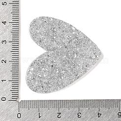 アクリルプラスチックカボション  ハート  銀  37x39.5x2.5mm  穴：2.5mm&nbsp;OACR-R273-02F