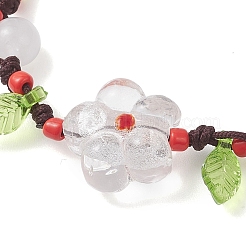 Handmade Silver Foil Glass Lampwork &  Natural White Jade Beads Braided Bead Bracelets for Women&nbsp;BJEW-JB12728-01