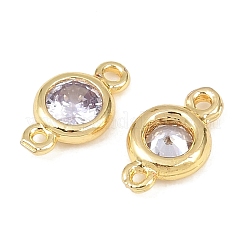Brass Pave Cubic Zirconia Connector Charms&nbsp;KK-TAC0015-01G-03