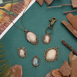 15Pcs 5 Styles Tibetan Style Alloy Carved Rose Large Pendant Cabochon Settings&nbsp;TIBEP-ME0001-04