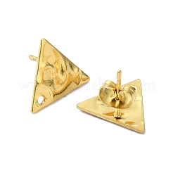 304ステンレススチールスタッドピアス金具  イオンプレーティング（ip）  18KGP本金メッキ  三角形  12x13.5mm  穴：1.4mm  ピン：10.5x0.5mm。&nbsp;STAS-L024-003G-02