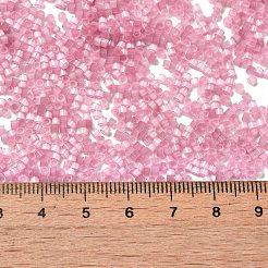 ガラス竹ビーズ  模造キャットアイ  シリンダー  淡いバイオレットレッド  2x1.5mm  穴：1.2mm  約2777個/10g&nbsp;X1-SEED-B001-03A-02