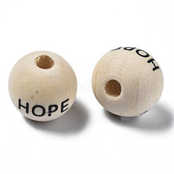 Printed Natural Wood European Beads&nbsp;WOOD-T019-46