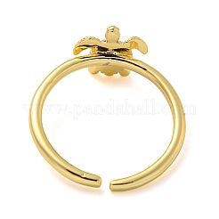 Rack Plating Brass Sea Turtle Open Cuff Rings for Women&nbsp;RJEW-C081-02G