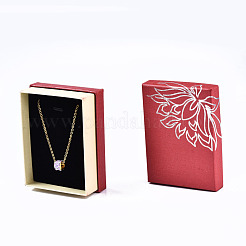 厚紙ジュエリーセットボックス  リングのために  ピアス  ネックレス  内部のスポンジ  長方形  レッド  9x6.8x3.3cm&nbsp;CBOX-S021-003C
