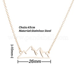 201個のステンレススチール製雪山ペンダントネックレス  ゴールドカラー  17.72インチ（45cm）&nbsp;FS-WGA5650-01