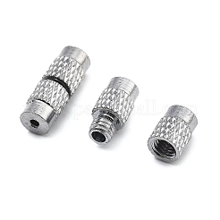 円柱真鍮製ネジ式クラスプ  プラチナ  11~12x4mm  穴：1mm&nbsp;KK-M143-01