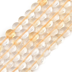 天然レモンクォーツ（加熱）ビーズ連売り  フラットラウンド  多面カット  6x4mm  穴：0.6mm  約71個/連  15.43''（39.2センチメートル）&nbsp;GG-NH0007-E01-01