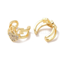 Heart & Word Love Brass Micro Pave Cubic Zirconia Cuff Earrings for Women&nbsp;EJEW-P281-05G