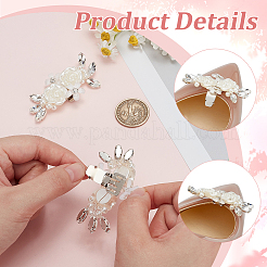1 Pair Rose Flower Brass Shoe Buckle Clips&nbsp;AJEW-FG0003-61