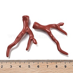 アクリルペンダント  模造サンゴ  暗赤色  48.5x33.5x7.5mm  穴：1.8mm&nbsp;X1-OACR-H116-02C