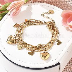 304 Stainless Steel Multi-Strand Charm Bracelets&nbsp;BJEW-C089-02G