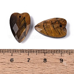 天然石タイガーアイペンダント  ハートチャーム  多面カット  18~20x12~13x5.5~6mm  穴：1~1.6mm&nbsp;G-Q601-28A