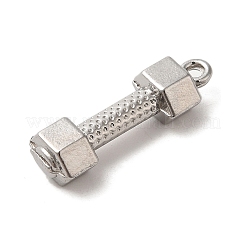 変色しない304ステンレススチールペンダント  ダンベルチャーム  ステンレス鋼色  22x7.5x5mm  穴：1.5mm&nbsp;STAS-K273-01P