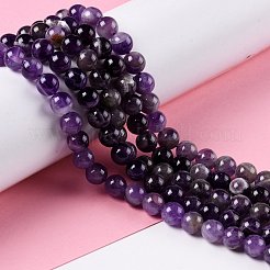 天然シェブロン アメジスト ビーズ 連売り  AB級  ラウンド  7.5mm  穴：1mm  約50個/連  14.5~15（37.5-38センチメートル）&nbsp;G-S030-7.5mm