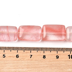 チェリークォーツガラスビーズ連売り  長方形  18x13x5.5mm  穴：1mm  約11個/連  7.68''~7.87''（19.5~20センチメートル）&nbsp;G-S386-A09