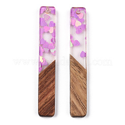 Transparent Resin & Walnut Wood Big Pendants&nbsp;RESI-N039-58C