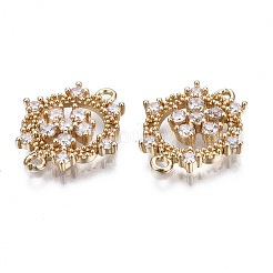 Brass Micro Pave Clear Cubic Zirconia Links Connectors&nbsp;KK-S359-148-RS
