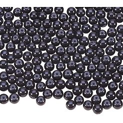 パール調ガラスパールラウンドビーズ  染め  ブラック  6mm  穴：1.2~1.5mm  約400個/箱&nbsp;HY-PH0001-6mm-080