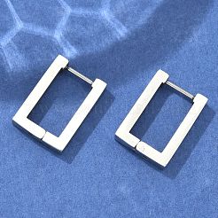変色しない304ステンレススチール製フープピアス  角フープピアス  長方形  ステンレス鋼色  17x12x3mm  ピン：1mm&nbsp;STAS-R115-21P