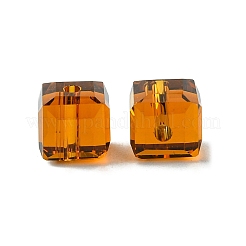 K9ガラス模造オーストリアクリスタルビーズ  多面カット  正方形  サドルブラウン  6x6x6mm  穴：1.5mm&nbsp;GLAA-D023-01