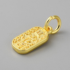 漢字の合金ペンダント  18KGP本金メッキ  丸カン付き  オーバル  14.5x6.5x2mm  穴：4mm&nbsp;LS-FIND-WH0159-63G-29
