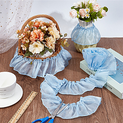 2mのシルクプリーツレーストリムリボン  服装アクセサリー  ブルー  2-3/4インチ（70mm）&nbsp;OCOR-CY0003-37C