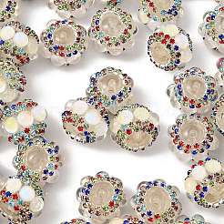 輝くアクリルラインストーンラウンドビーズ  樹脂と  フォーカルペンビーズ  ベージュ  20x14mm  穴：2.5mm&nbsp;OACR-NH0002-01A-05