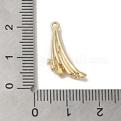 真鍮製マイクロパヴェキュービックジルコニアペンダント  タッセル  ゴールドカラー  21x12.5x3.5mm  穴：1.2mm&nbsp;KK-D091-02G